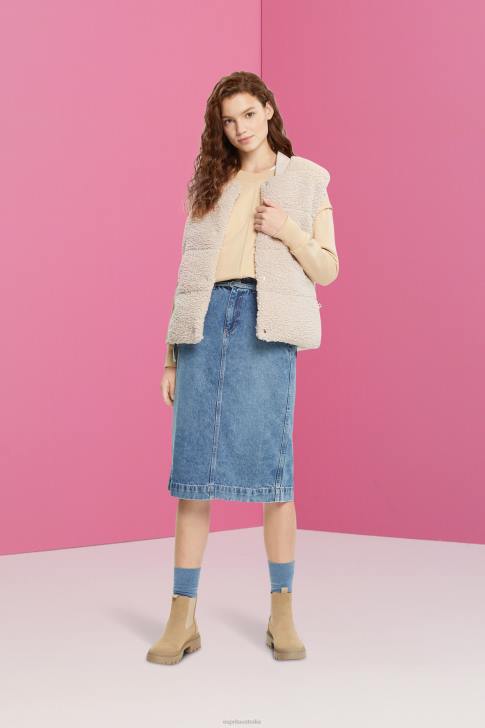 Skirts Blue Light Wash Women Esprit Denim skirt with paperbag waistband V48Z430