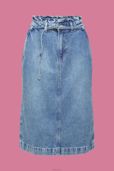 Skirts Blue Light Wash Women Esprit Denim skirt with paperbag waistband V48Z430