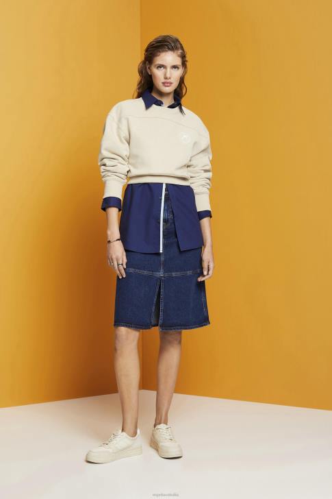 Skirts Blue Medium Wash Women Esprit Knee-length denim skirt V48Z269