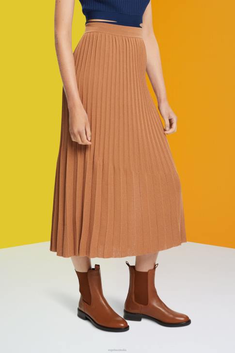 Skirts Brown Women Esprit Pleated midi skirt V48Z482