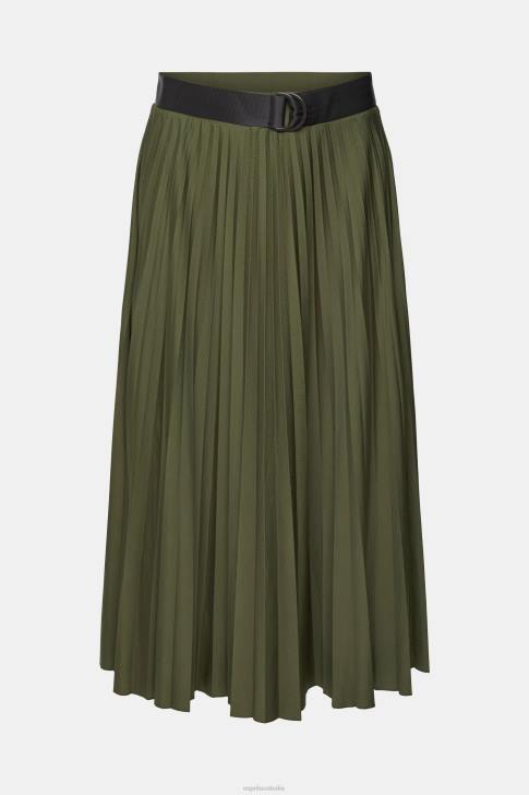Skirts Dark Khaki Women Esprit Pleated skirt with belt V48Z435