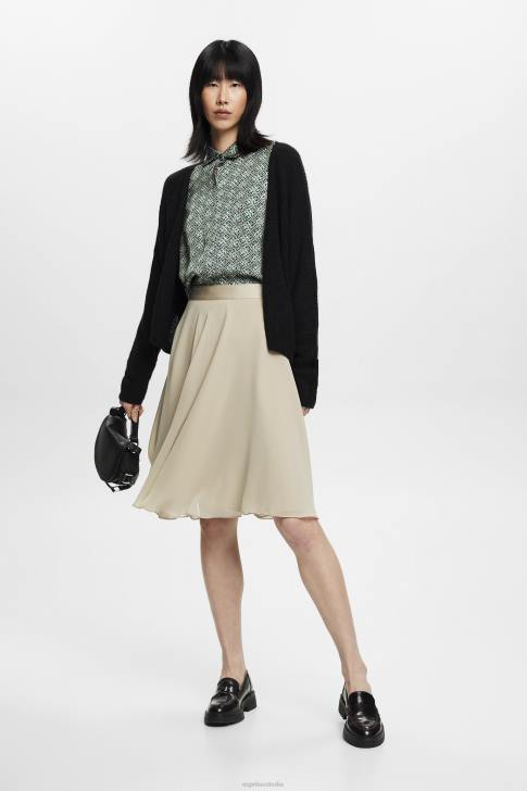 Skirts Dusty Green Women Esprit Knee-length chiffon skirt V48Z279