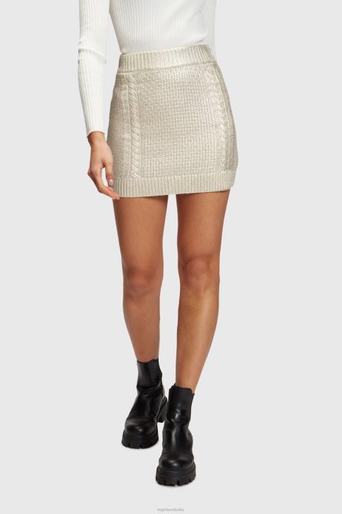 Skirts Gold Women Esprit Metallic cable knit mini skirt V48Z360