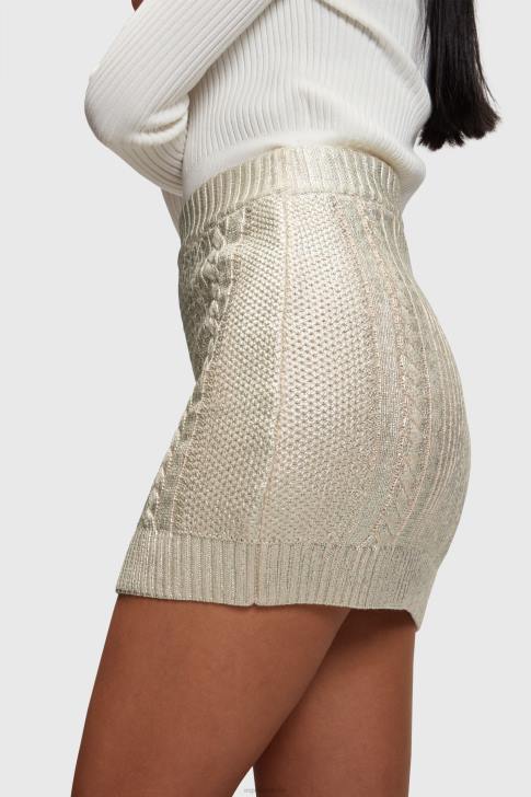Skirts Gold Women Esprit Metallic cable knit mini skirt V48Z360