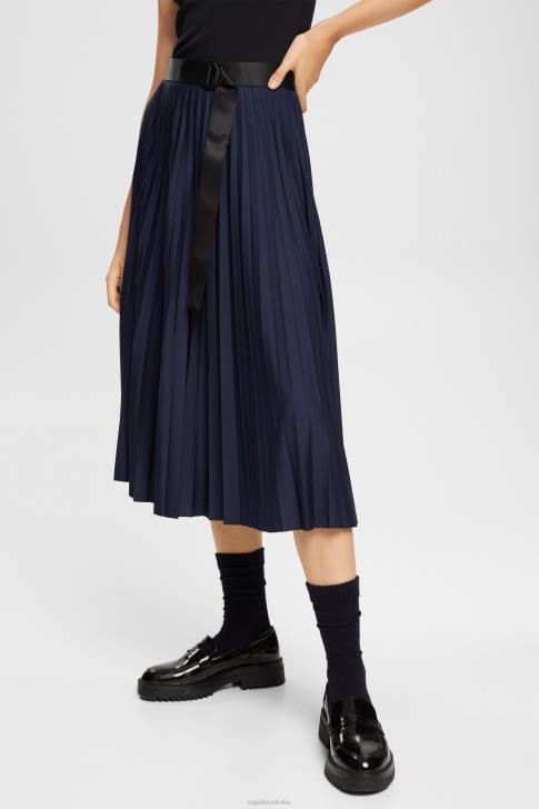 Skirts Navy Women Esprit Pleated skirt with belt V48Z548