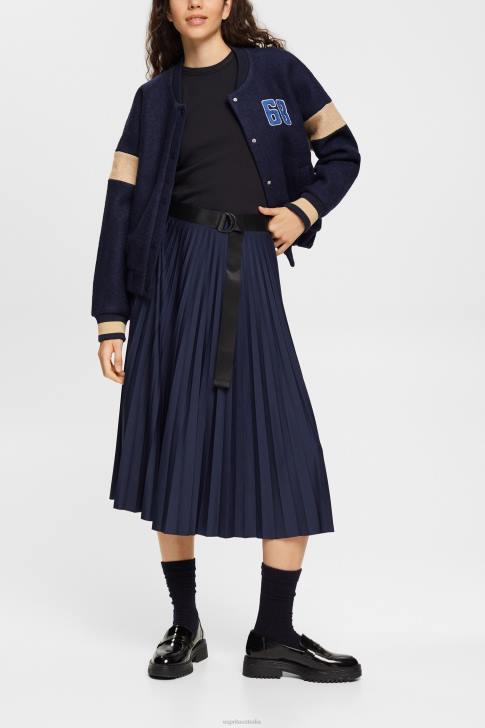 Skirts Navy Women Esprit Pleated skirt with belt V48Z548