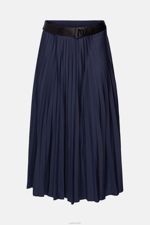 Skirts Navy Women Esprit Pleated skirt with belt V48Z548