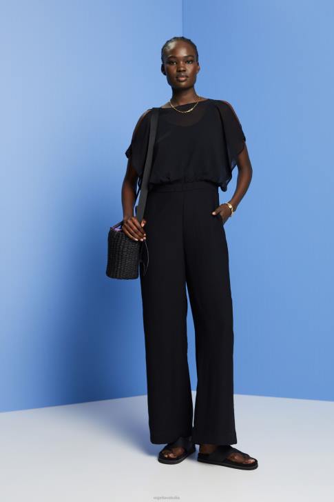 Suit Black Women Esprit Recycled: long chiffon jumpsuit V48Z75