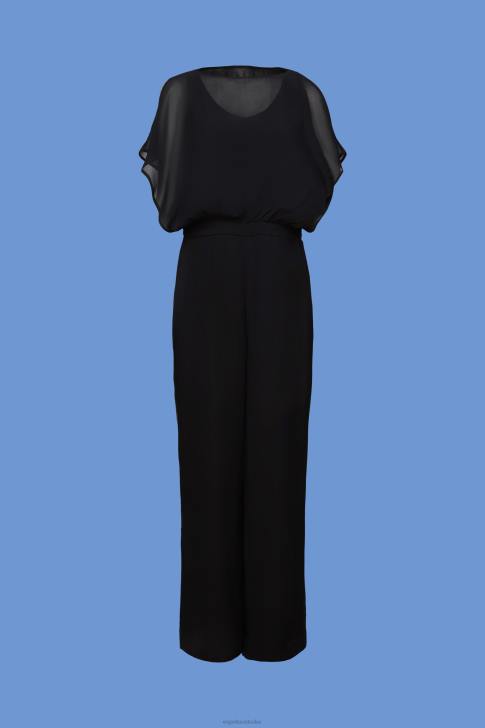 Suit Black Women Esprit Recycled: long chiffon jumpsuit V48Z75