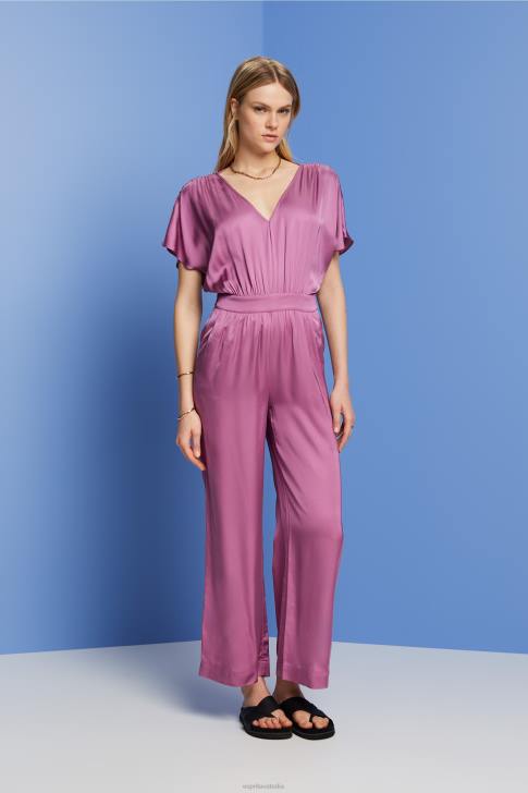 Suit Violet Women Esprit Satin jumpsuit with a tie belt, LENZING ECOVERO V48Z135