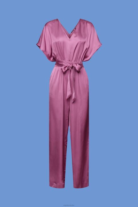 Suit Violet Women Esprit Satin jumpsuit with a tie belt, LENZING ECOVERO V48Z135