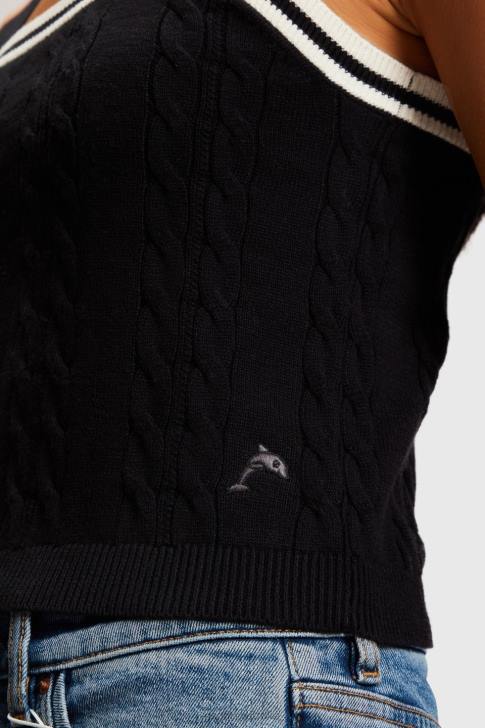 Sweaters Black Women Esprit Dolphin logo cable sweater camisole V48Z408