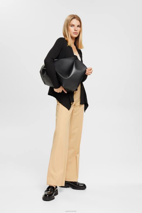 Sweaters Black Women Esprit Recycled: ribbed cardigan with handkerchief hem V48Z23