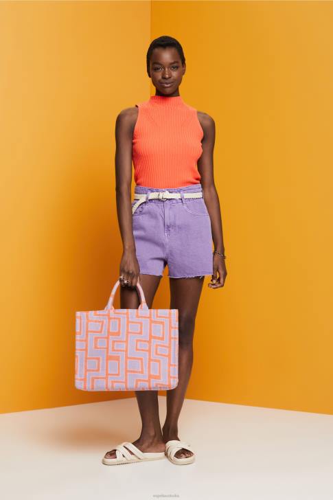 Sweaters Coral Orange Women Esprit Ribbed, sleeveless jumper, linen blend V48Z110