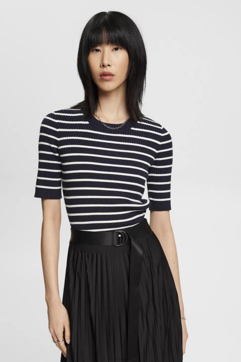 Sweaters Navy Women Esprit Short-sleeved ribbed sweater V48Z319