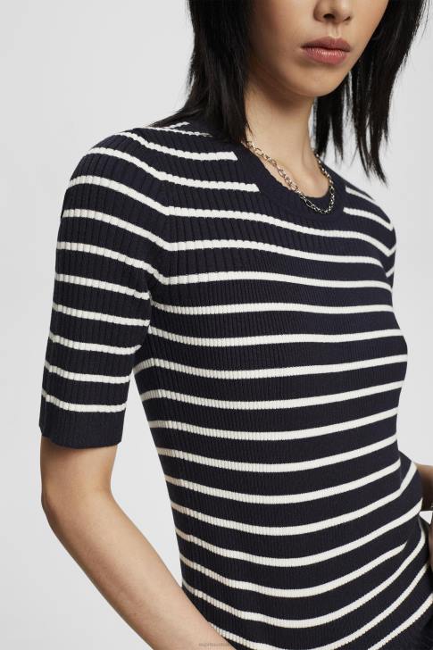 Sweaters Navy Women Esprit Short-sleeved ribbed sweater V48Z319