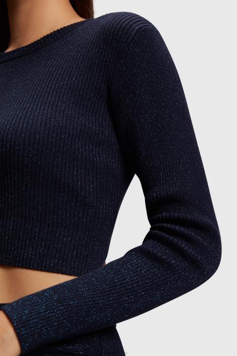 Sweaters Navy Women Esprit Twisted back metallic sweater V48Z358