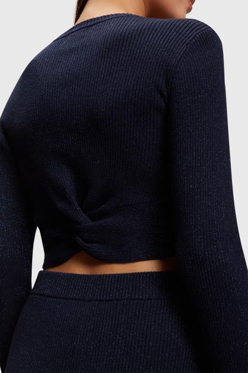 Sweaters Navy Women Esprit Twisted back metallic sweater V48Z358