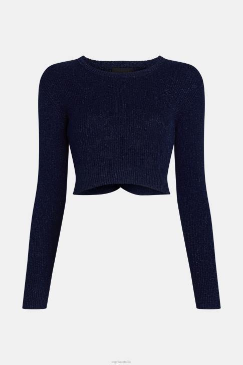 Sweaters Navy Women Esprit Twisted back metallic sweater V48Z358
