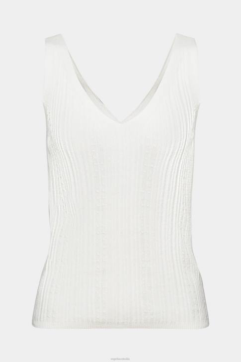 Sweaters Off White Women Esprit Knitted V-neck top with linen V48Z305
