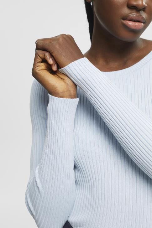 Sweaters Pastel Blue Women Esprit Ribbed jumper V48Z274