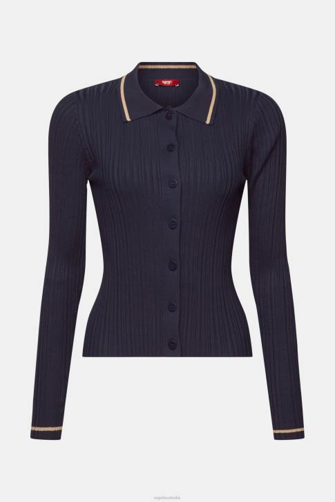 Sweaters Petrol Blue Women Esprit Button Front Knit Polo Top V48Z22