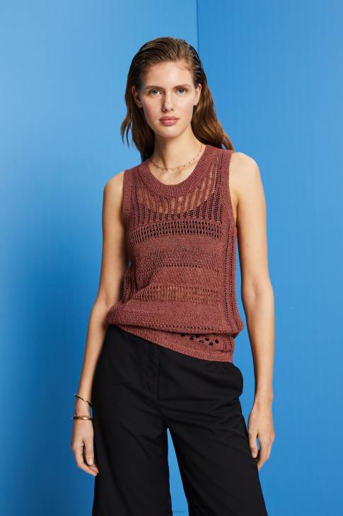 Sweaters Terracotta Women Esprit Mouline sleeveless jumper, cotton blend V48Z106