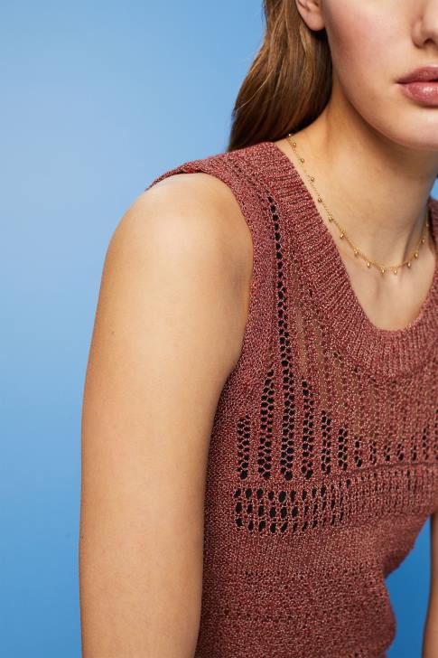 Sweaters Terracotta Women Esprit Mouline sleeveless jumper, cotton blend V48Z106