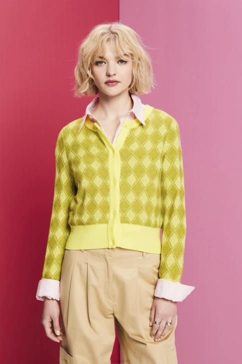Sweaters White Women Esprit Argyle Cardigan V48Z85