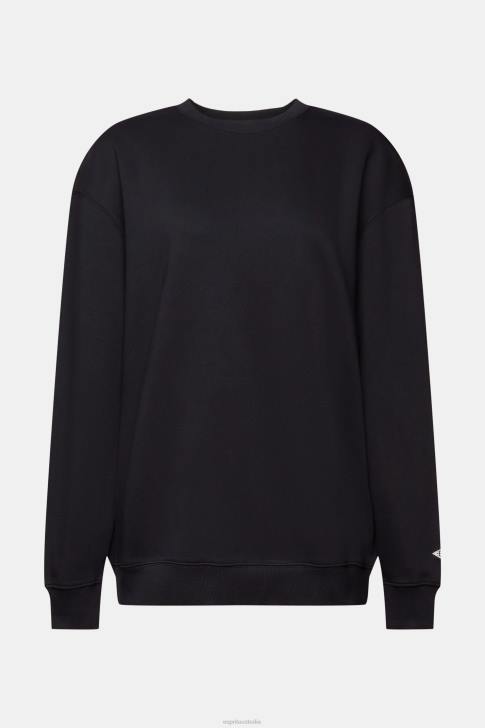 Sweatshirts & Hoodies Black Women Esprit Cotton Blend Pullover Sweatshirt V48Z27