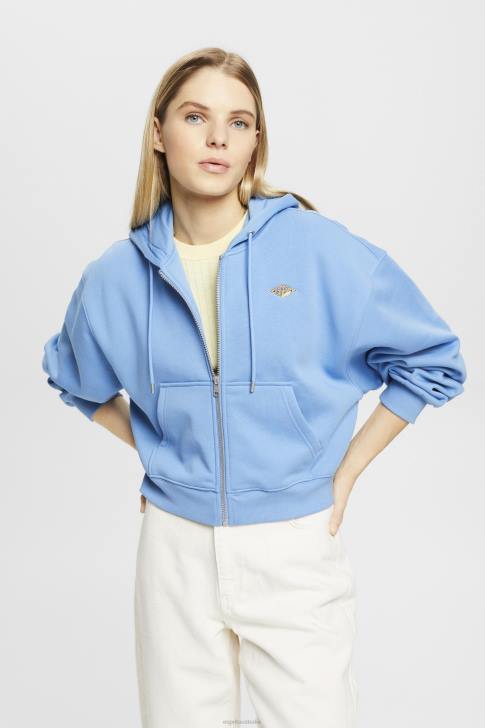 Sweatshirts & Hoodies Light Blue Lavender Women Esprit Cropped zip hoodie with logo print on the back V48Z166