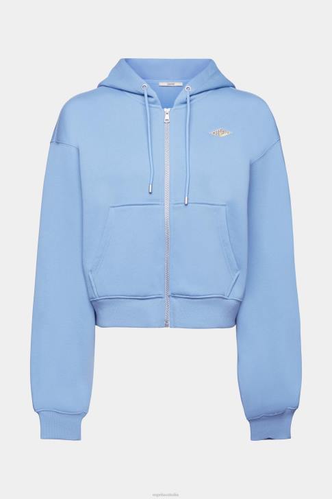 Sweatshirts & Hoodies Light Blue Lavender Women Esprit Cropped zip hoodie with logo print on the back V48Z166