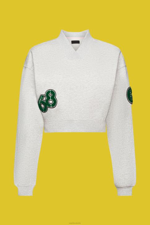 Sweatshirts & Hoodies Light Grey Women Esprit Cropped varsity patch sweatshirt V48Z418