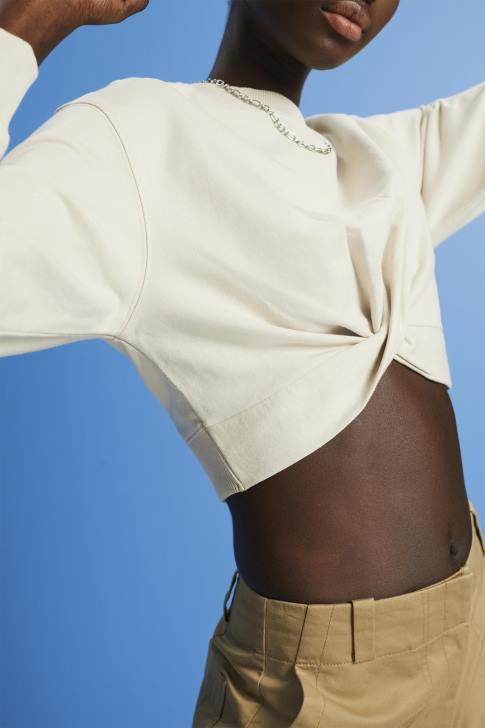 Sweatshirts & Hoodies Light Taupe Women Esprit Cropped knot detail sweatshirt V48Z218