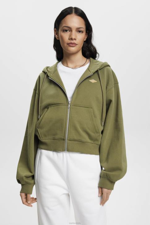 Sweatshirts & Hoodies Olive Women Esprit Cropped zip hoodie with logo print on the back V48Z164