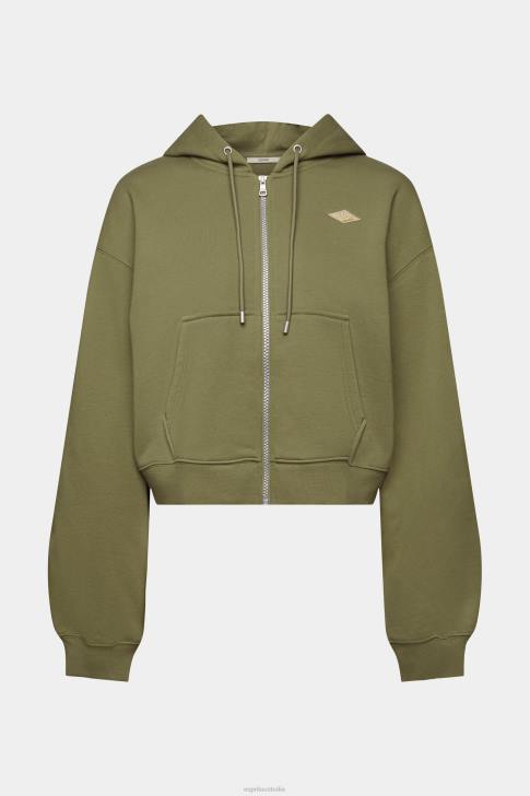 Sweatshirts & Hoodies Olive Women Esprit Cropped zip hoodie with logo print on the back V48Z164