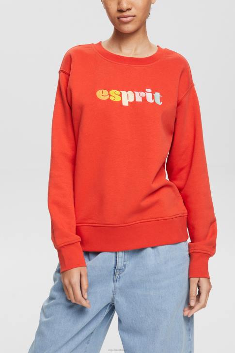 Sweatshirts & Hoodies Orange Red Women Esprit Casual logo puff print sweatshirt V48Z366