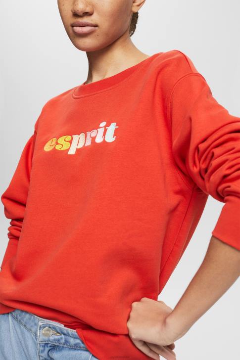 Sweatshirts & Hoodies Orange Red Women Esprit Casual logo puff print sweatshirt V48Z366