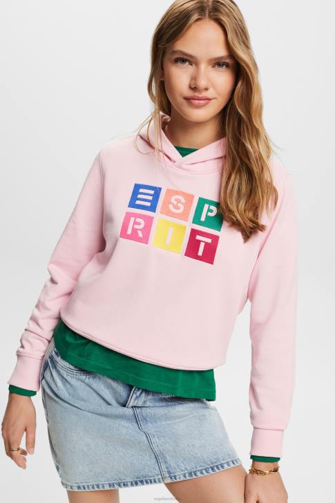Sweatshirts & Hoodies Pastel Pink Women Esprit Embroidered logo hoodie, organic cotton V48Z11