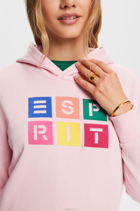 Sweatshirts & Hoodies Pastel Pink Women Esprit Embroidered logo hoodie, organic cotton V48Z11