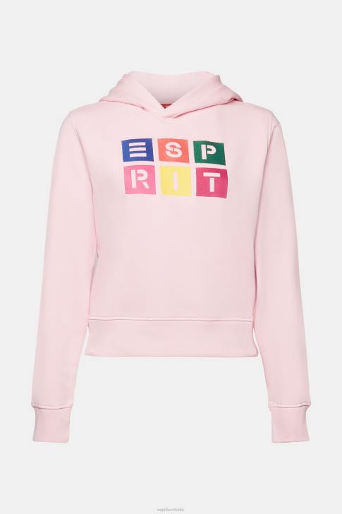 Sweatshirts & Hoodies Pastel Pink Women Esprit Embroidered logo hoodie, organic cotton V48Z11