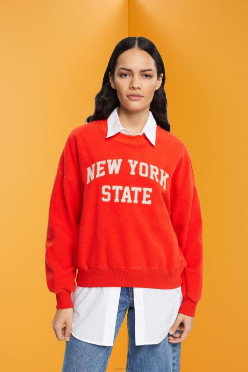 Sweatshirts & Hoodies Red Women Esprit Teddy borg sweater collegiate sweatshirt V48Z323