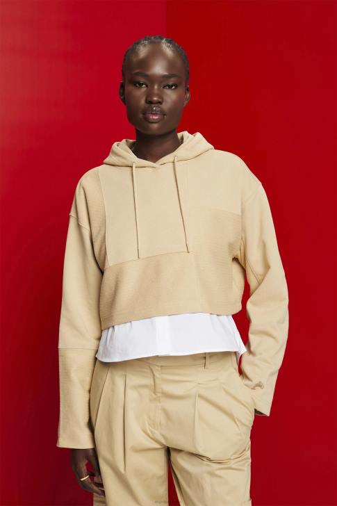 Sweatshirts & Hoodies Sand Women Esprit Cropped patchwork hoodie V48Z289