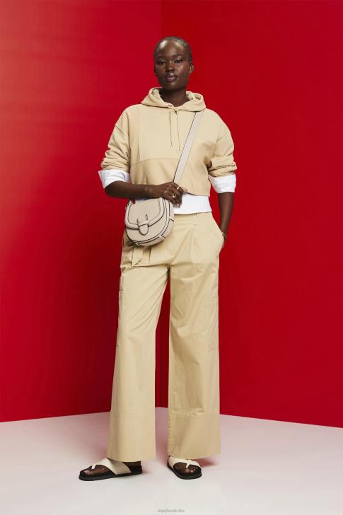 Sweatshirts & Hoodies Sand Women Esprit Cropped patchwork hoodie V48Z289