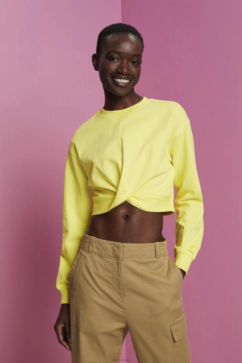 Sweatshirts & Hoodies Yellow Women Esprit Cropped knot detail sweatshirt V48Z219
