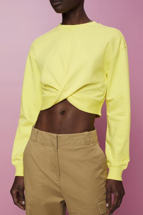 Sweatshirts & Hoodies Yellow Women Esprit Cropped knot detail sweatshirt V48Z219