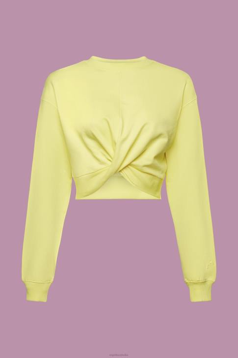 Sweatshirts & Hoodies Yellow Women Esprit Cropped knot detail sweatshirt V48Z219