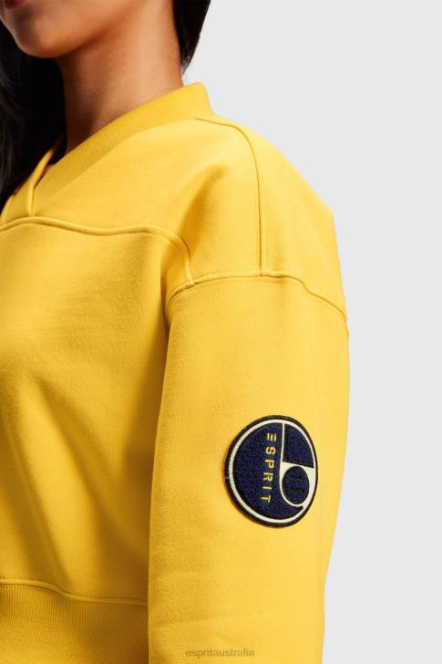 Sweatshirts & Hoodies Yellow Women Esprit Cropped varsity patch sweatshirt V48Z420