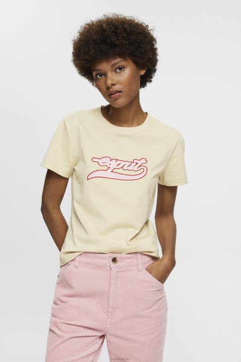 T-Shirts Beige Women Esprit Cotton T-shirt with printed logo V48Z143