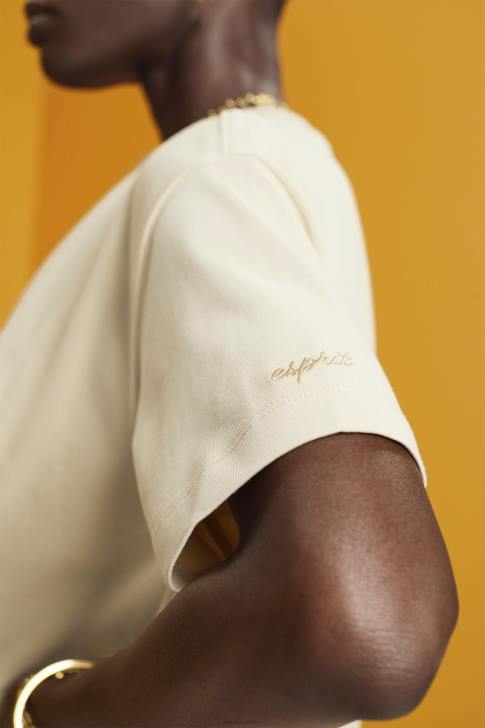 T-Shirts Beige Women Esprit Cropped crewneck T-shirt V48Z195